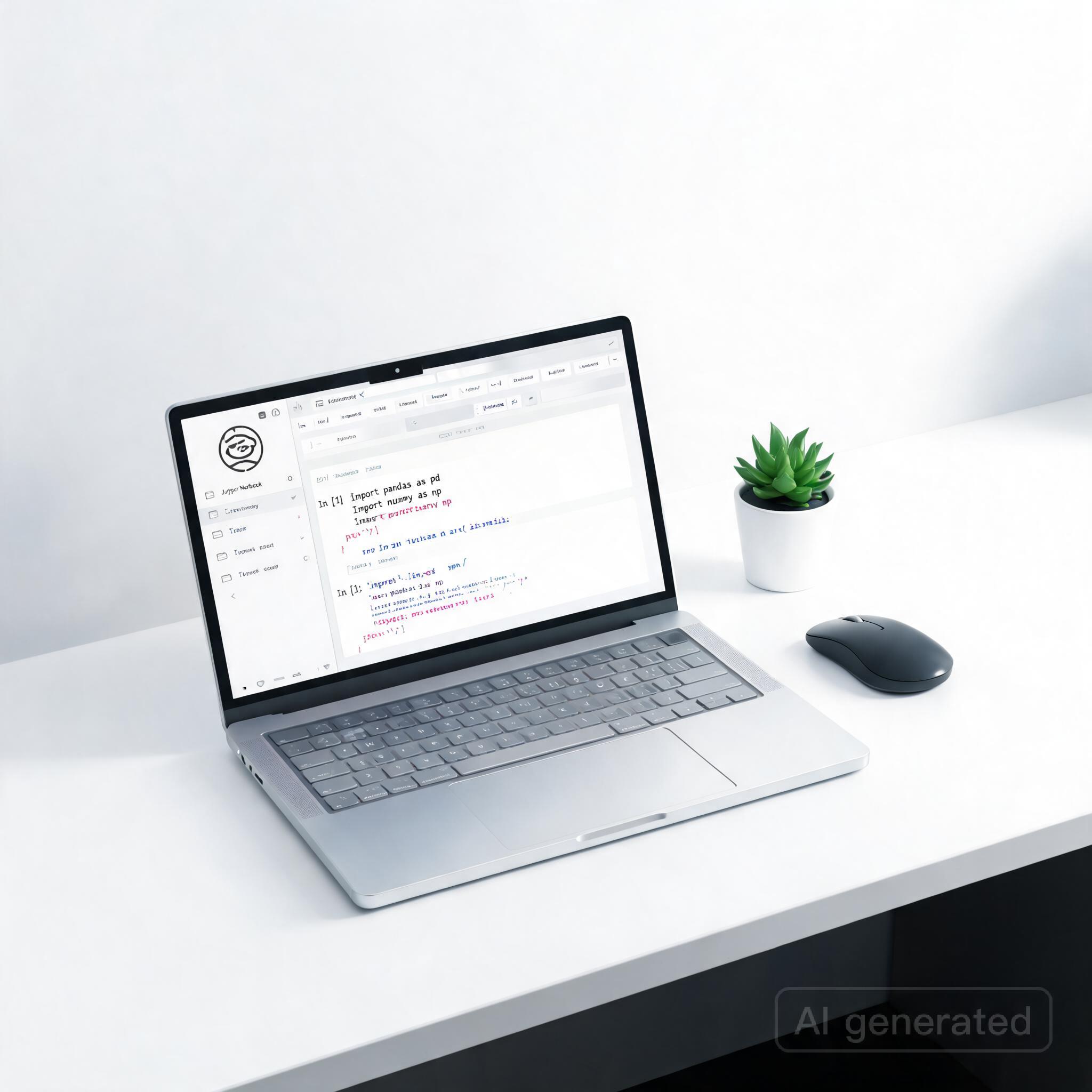 Python机器学习开发环境搭建示意图，展示Jupyter Notebook与代码工作台