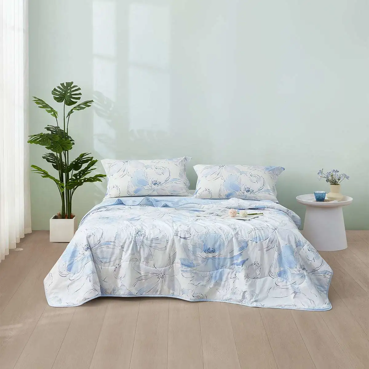 100% Cotton Antibacterial Fiber Washed Summer Quilt