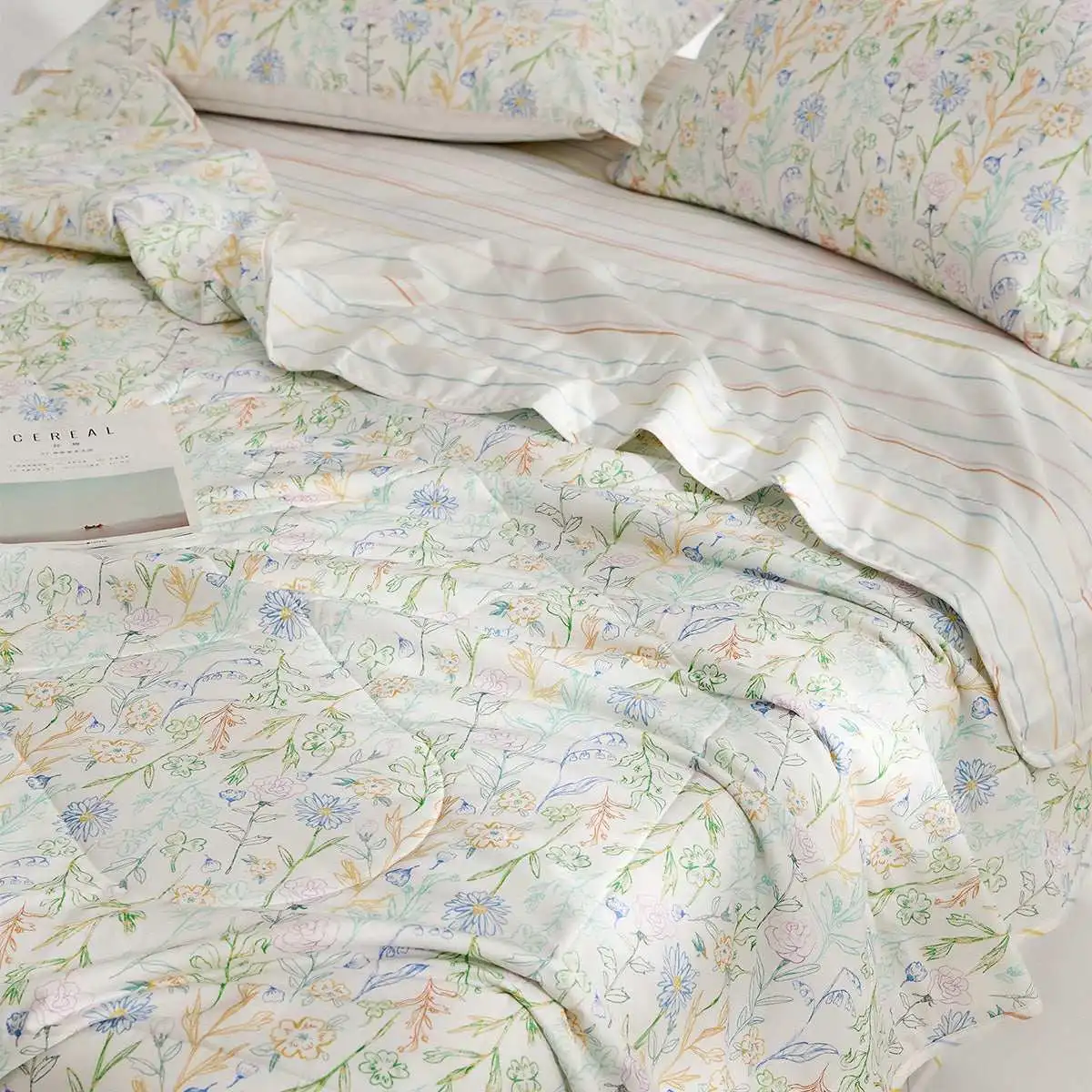 100% Cotton Antibacterial Fiber Washed Summer Quilt