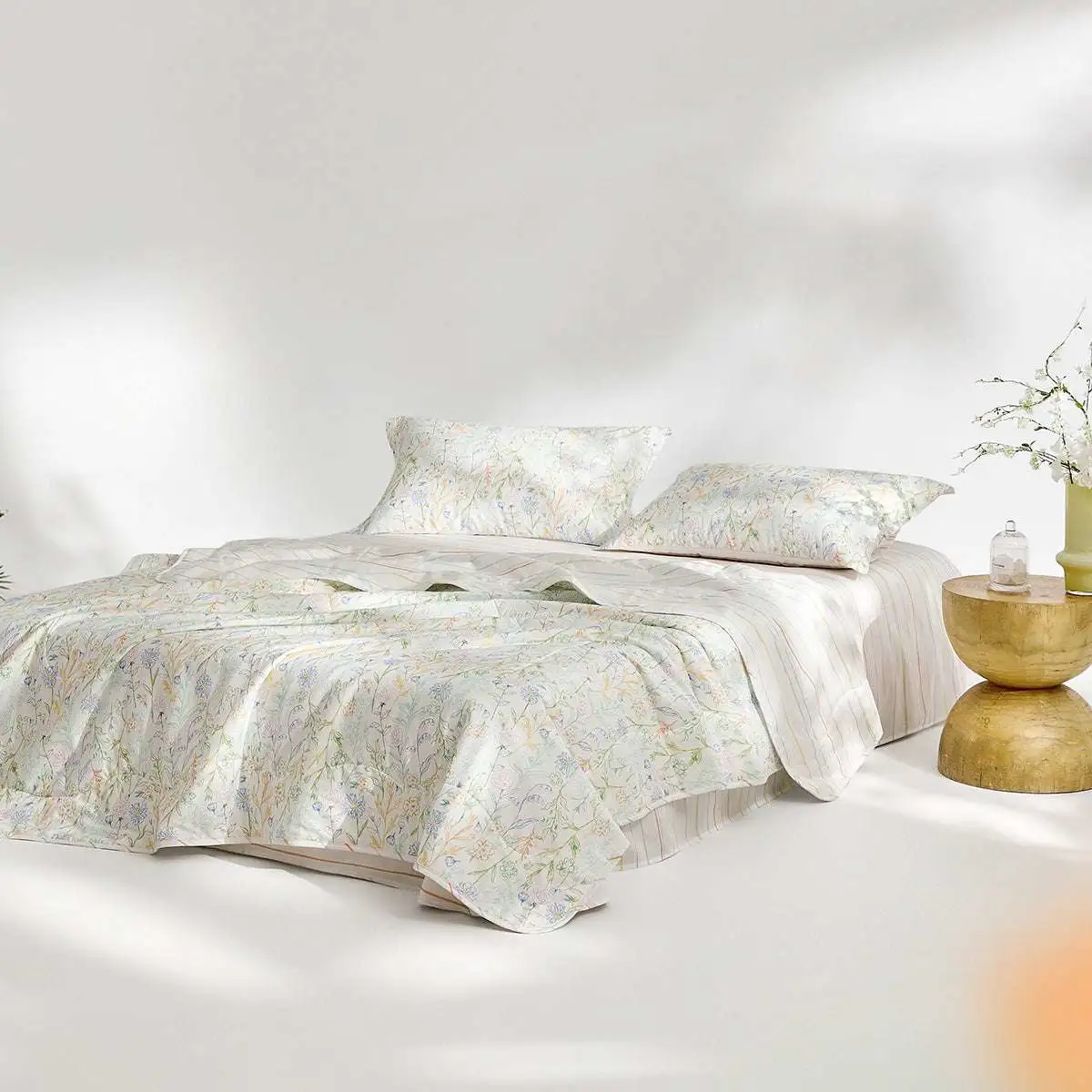 100% Cotton Antibacterial Fiber Washed Summer Quilt