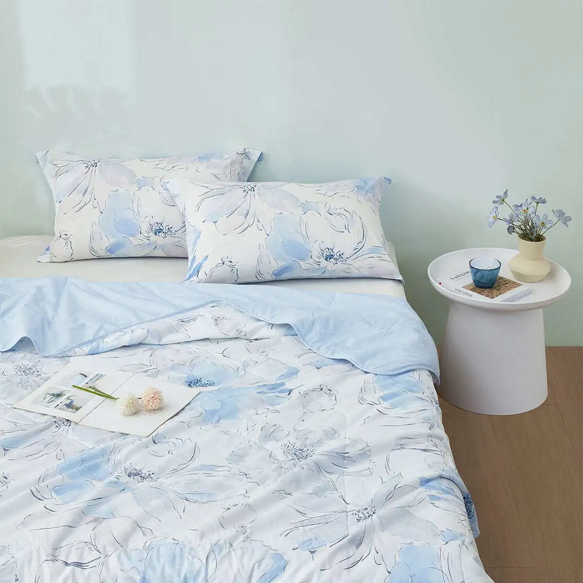 100% Cotton Antibacterial Fiber Washed Summer Quilt