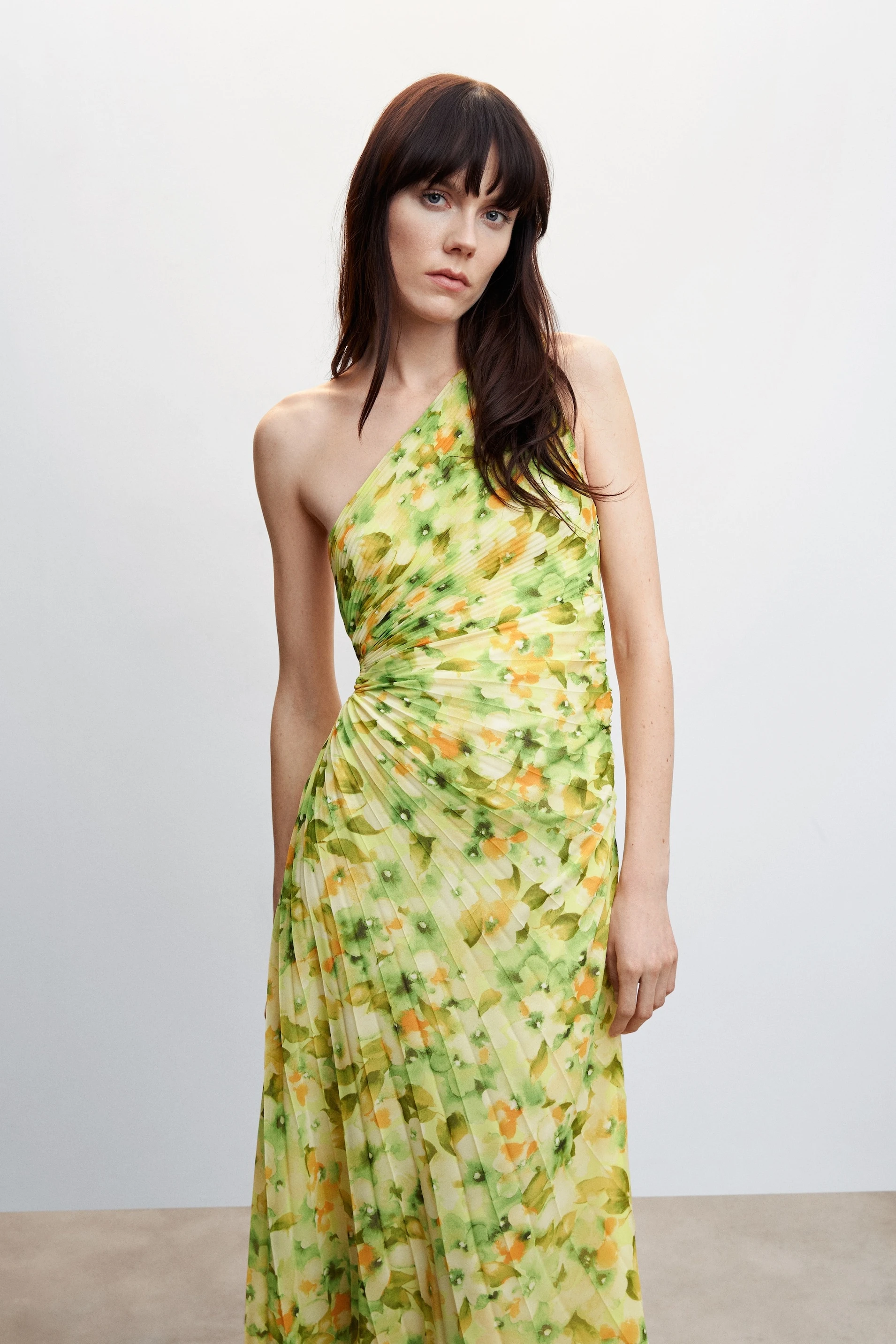 Floral Printed One Shoulder Maxi Dress