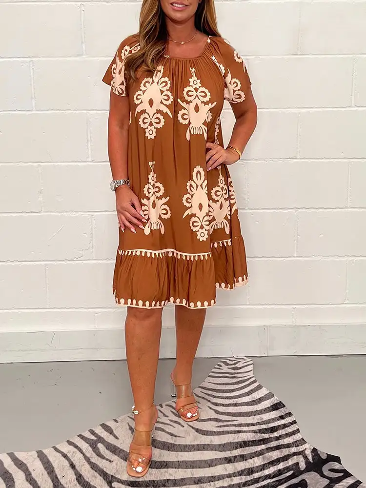 Vintage Round Neck Cotton Dress