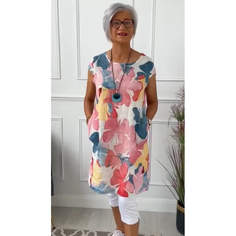 100% linen skirt with butterfly print for spring/summer