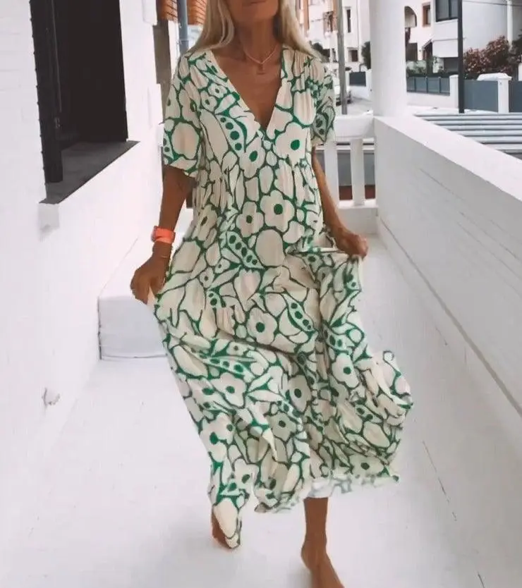 Summer New Short-sleeved Printed Dress