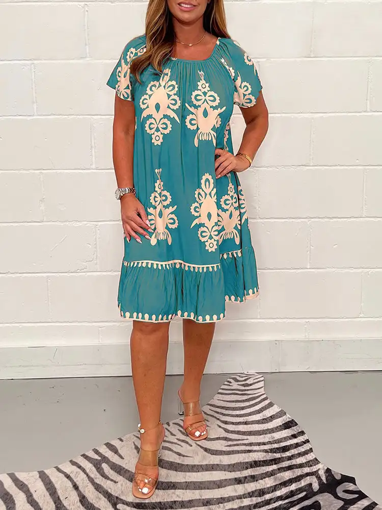 Vintage Round Neck Cotton Dress