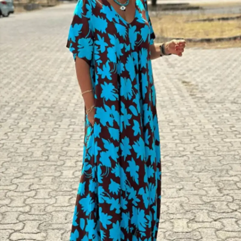 Stylish Printed V-Neck Dress