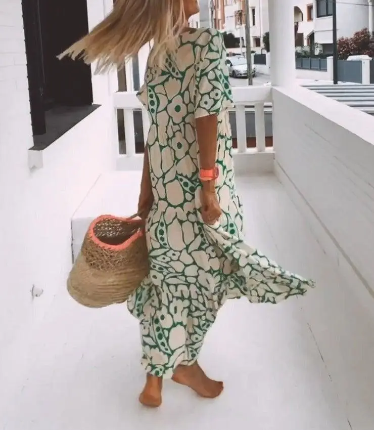 Summer New Short-sleeved Printed Dress