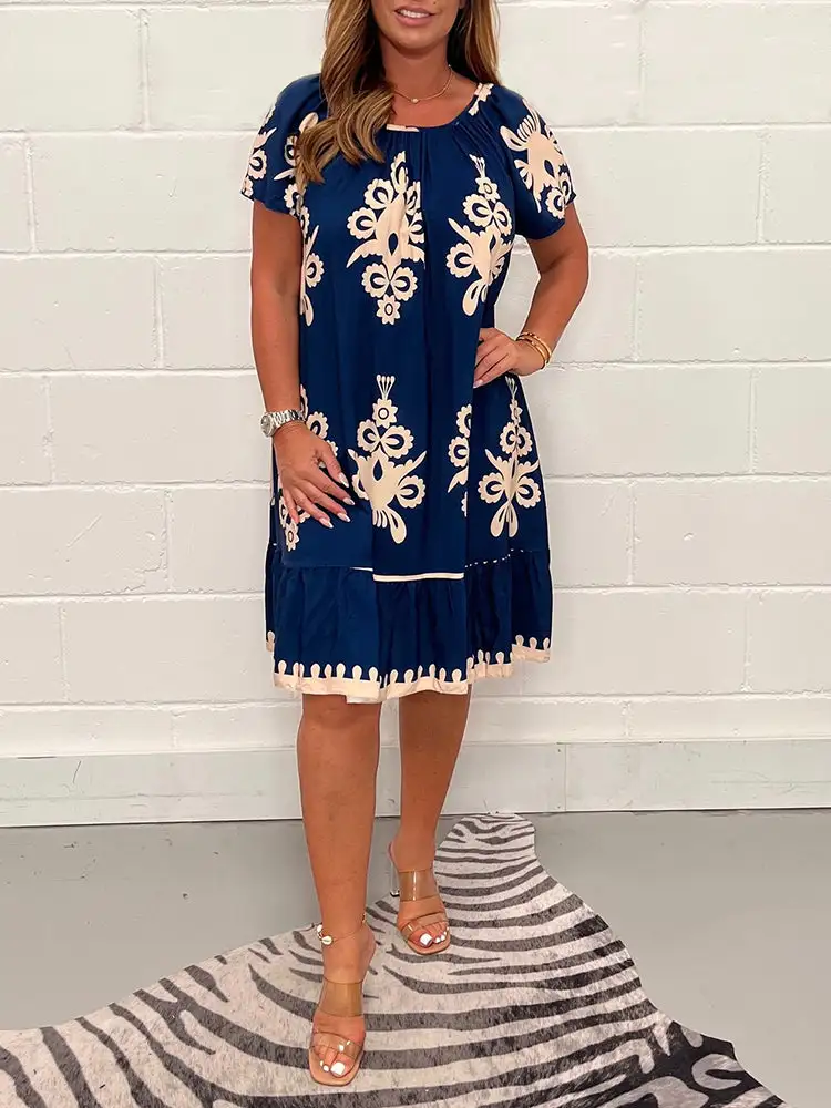 Vintage Round Neck Cotton Dress