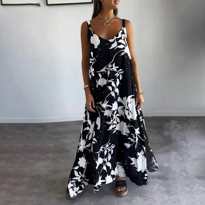 Cotton floral women's sleeveless dress