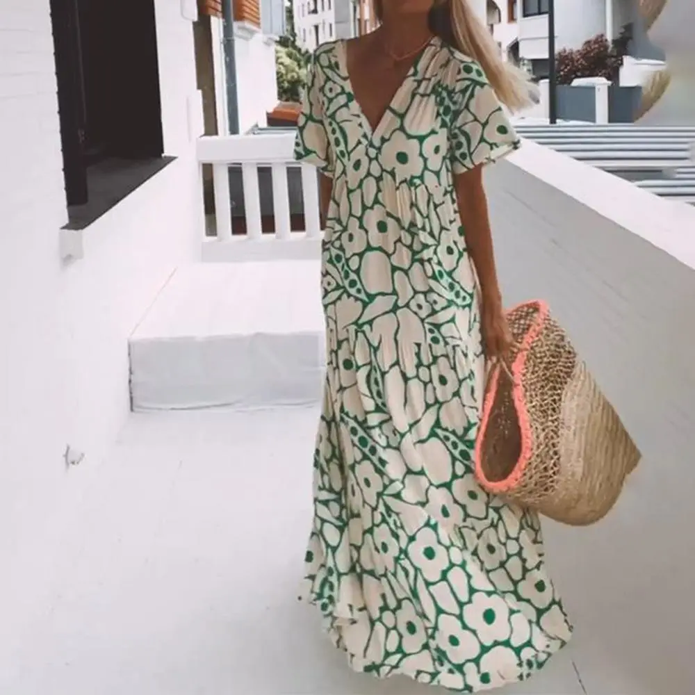 Summer New Short-sleeved Printed Dress