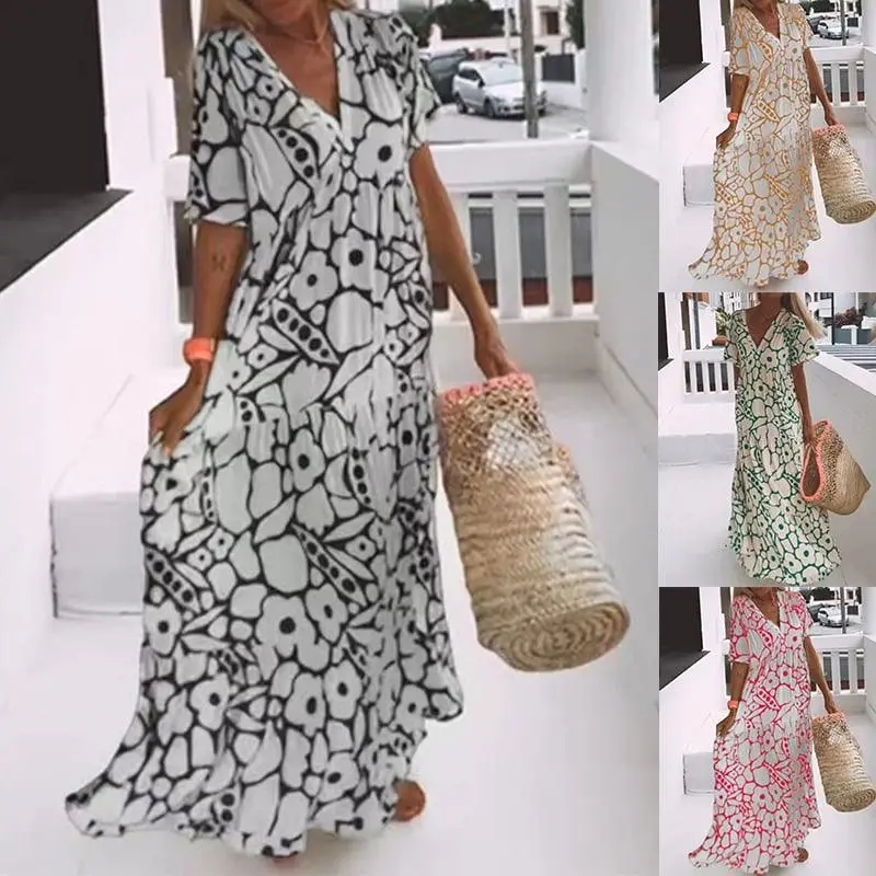 Summer New Short-sleeved Printed Dress