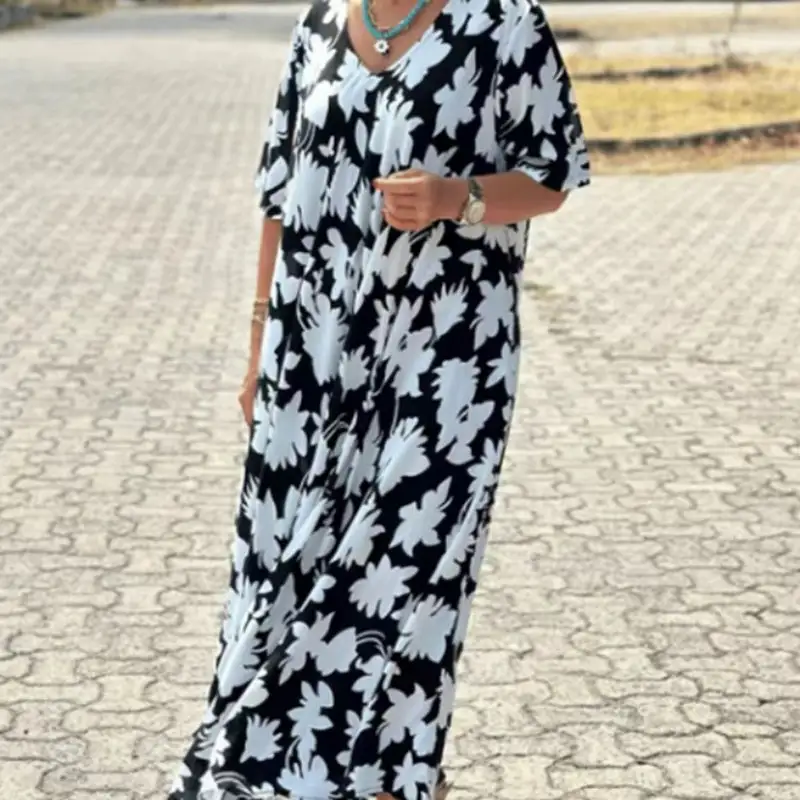 Stylish Printed V-Neck Dress