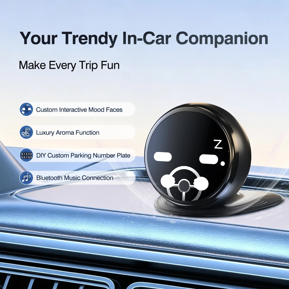 Car Bluetooth Speaker & Aromatherapy Emotion‑Expression Robot - hover