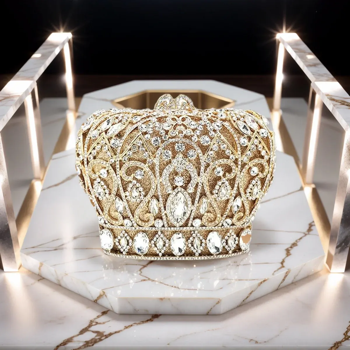 Envyre1 luxury crown shaped crystal evening purse