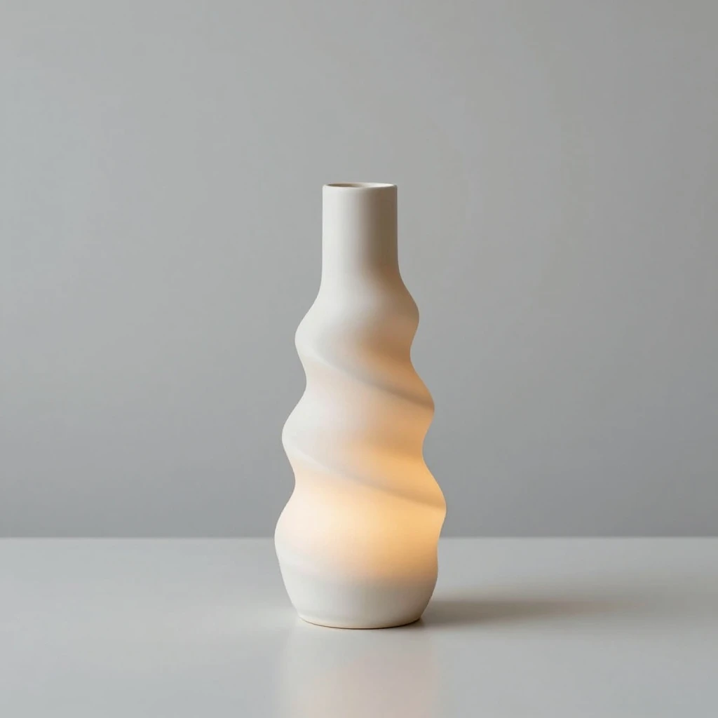 [Example]Handmade Ceramic Spiral Vase for Home Decoration, Perfect for Fresh and Dried Flowers