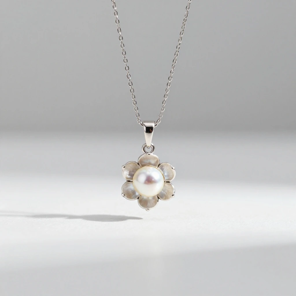 [Example]Shop Zafa Pearl Blossom Pendant Necklace, Freshwater Pearl & Silver Accents, Everyday Elegance for Women