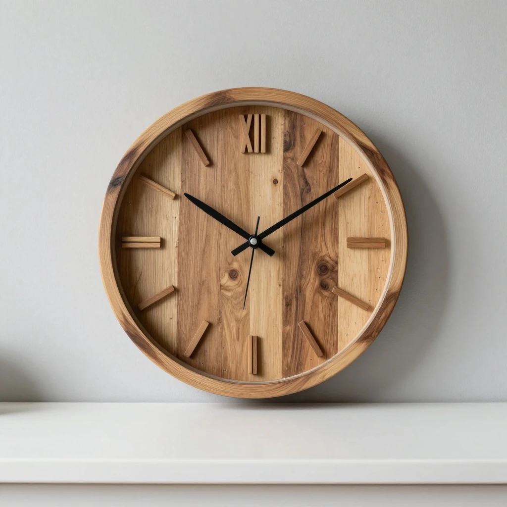 [Example]Rustic Wooden Wall Clock - Reclaimed Wood Vintage Style for Home Decor