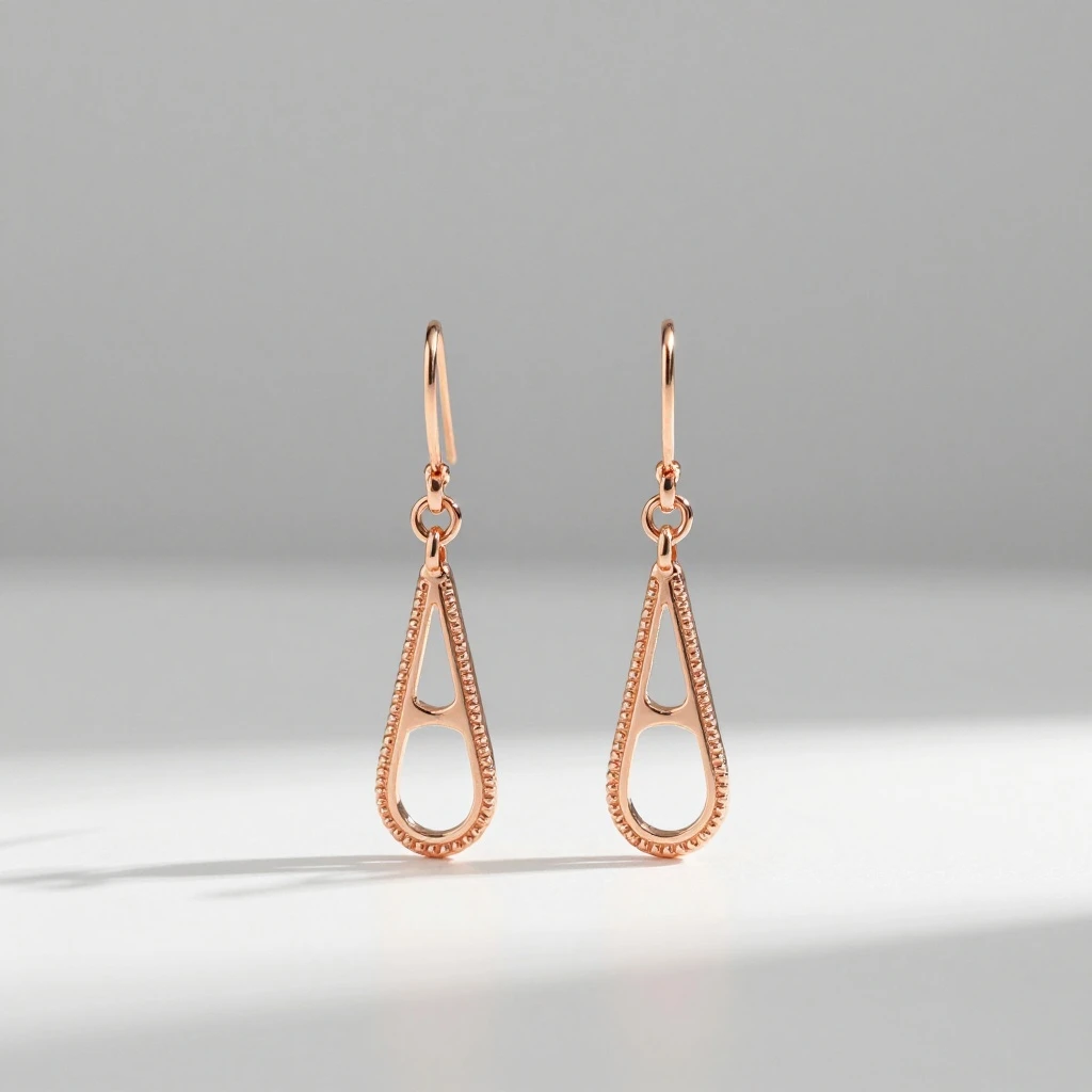 [Example]Rose Gold Elegant Drop Earrings - Intricate Design for Casual & Formal