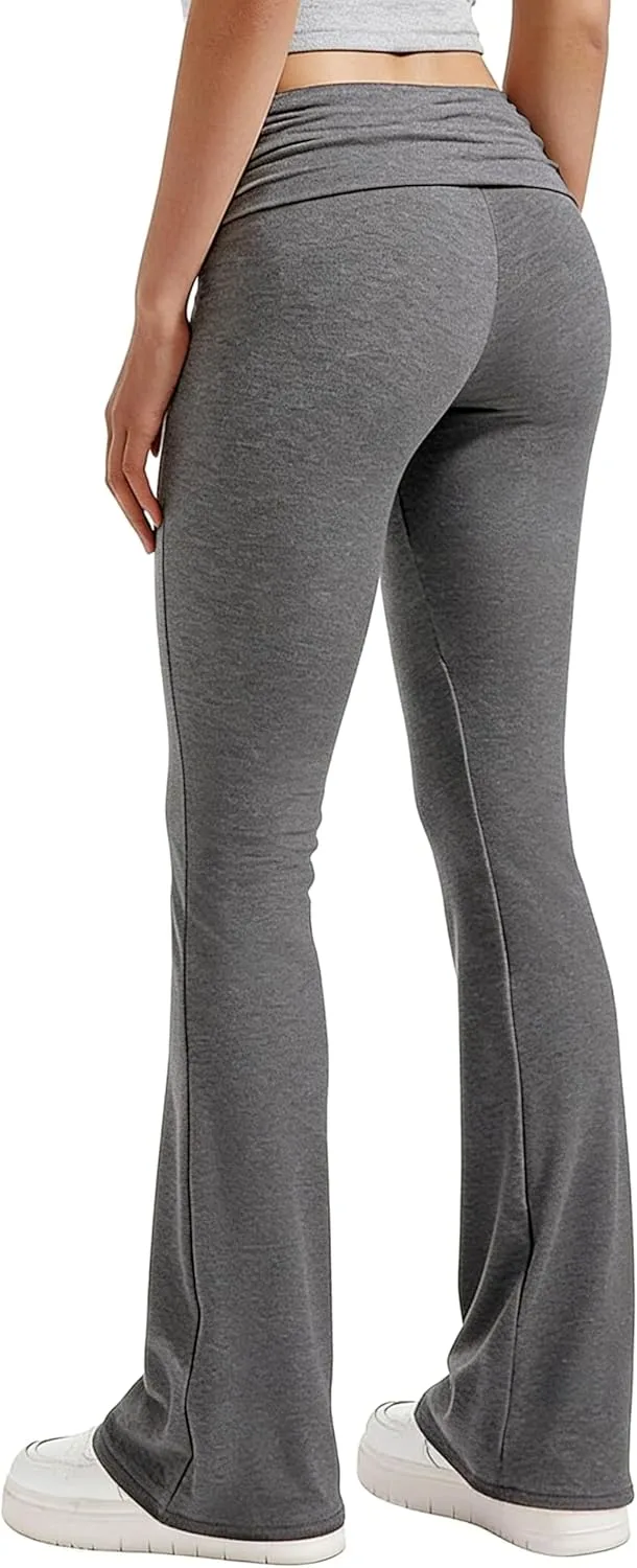 High Waisted Ruched Flare Yoga Pants with Tummy Control - hover