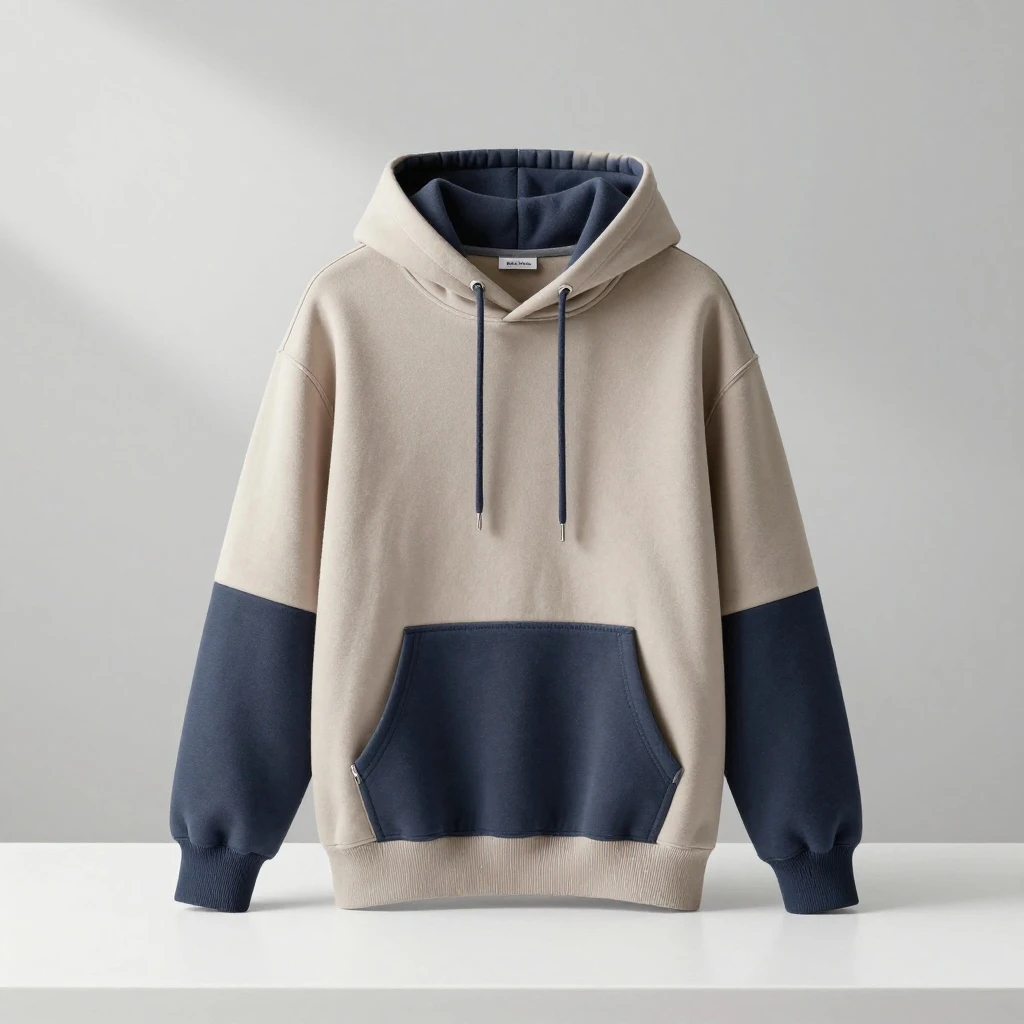 [Example]Unisex Two-Tone Cotton Hoodie - Stylish Colorblock Design for Casual Wear