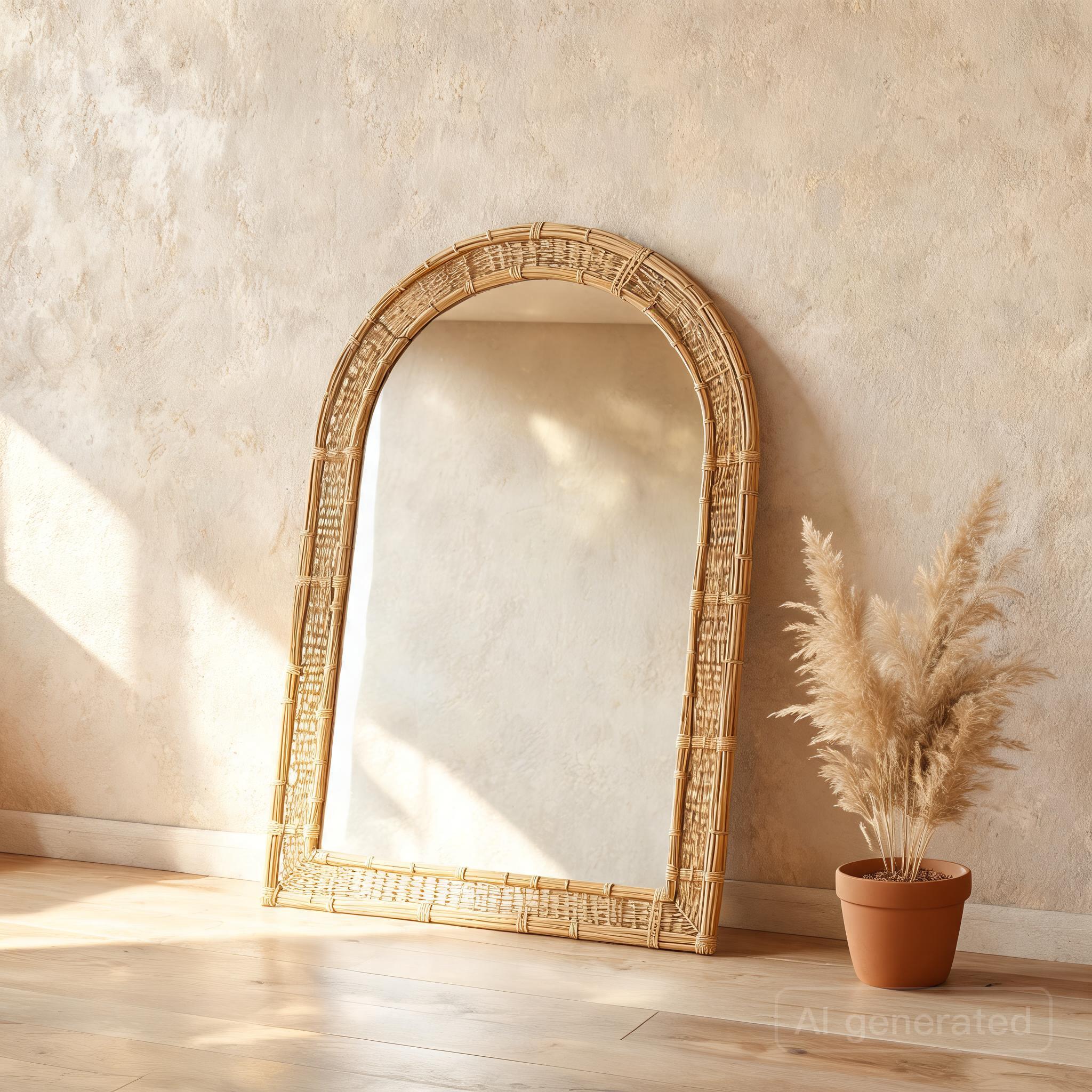Arched Bamboo Wall Mirror