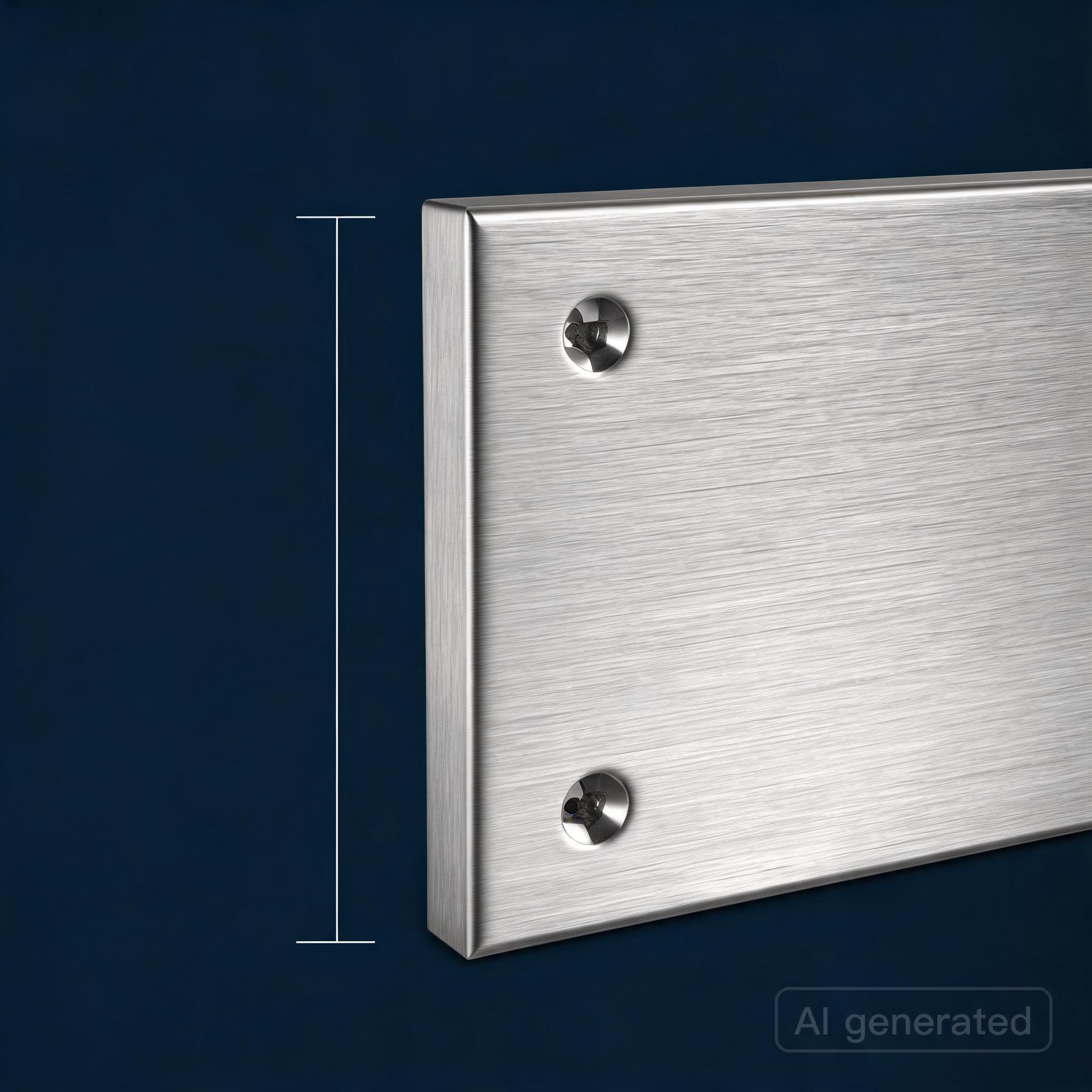 Kick plate 200mm height detail, brushed satin stainless steel