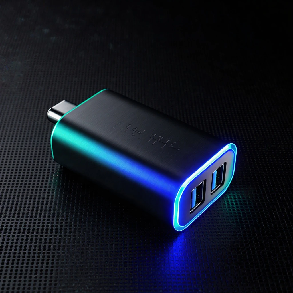 Precision-engineered tech accessory on near-black background
