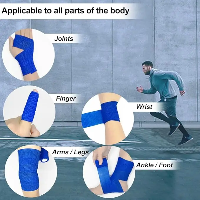 Human & Pet Self-Adherent Bandage - Breathable Elastic Cohesive Wrap for Sports Injuries, Joint Support & Pet Wound Dressing - hover