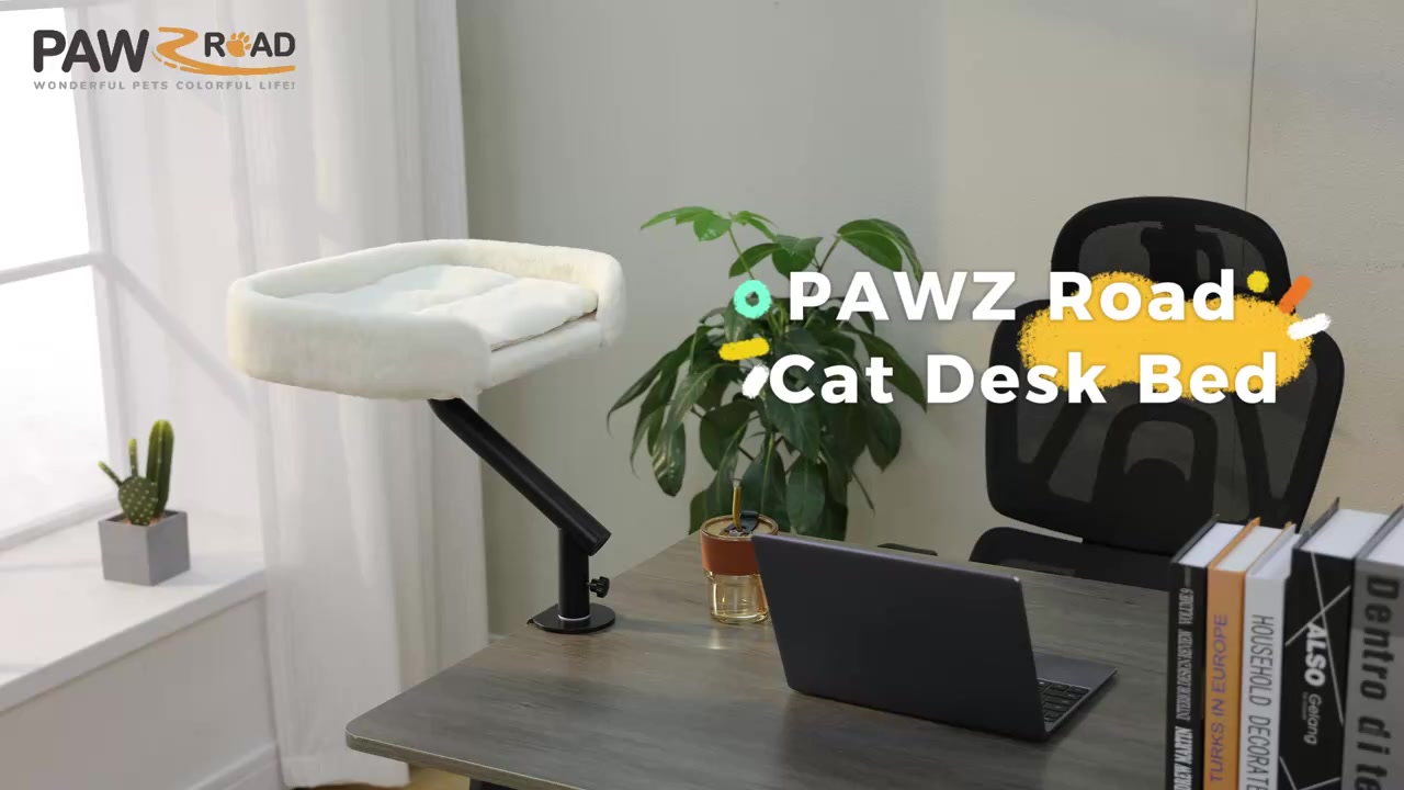 CrossPet 360° Rotating Cat Desk Bed – Adjustable Cat Hammock Stand for Indoor Cats