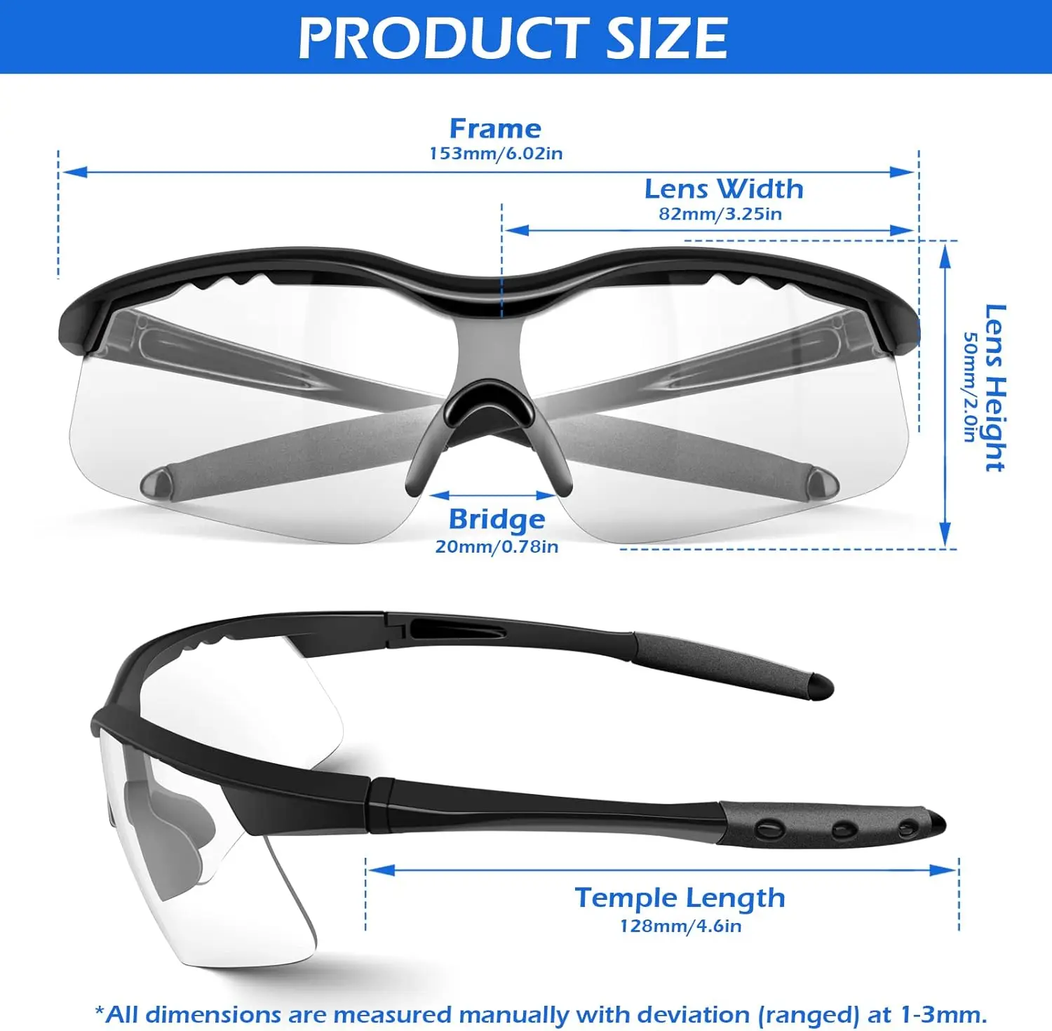6-Pack Anti-Fog Safety Glasses, ANSI Z87+ Impact & Scratch Resistant for Work, Lab, Construction - hover