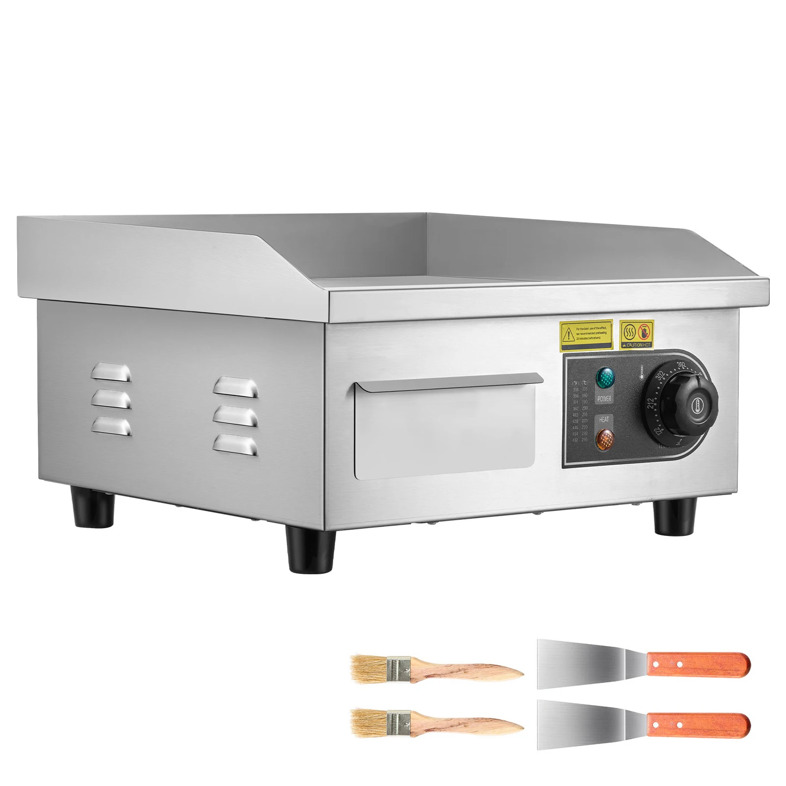 SucceBuy Commercial Electric Griddle 1600/1700W 14/18/22in Adjustable Temp Control with Spatulas and Brushes for Pancake Steak