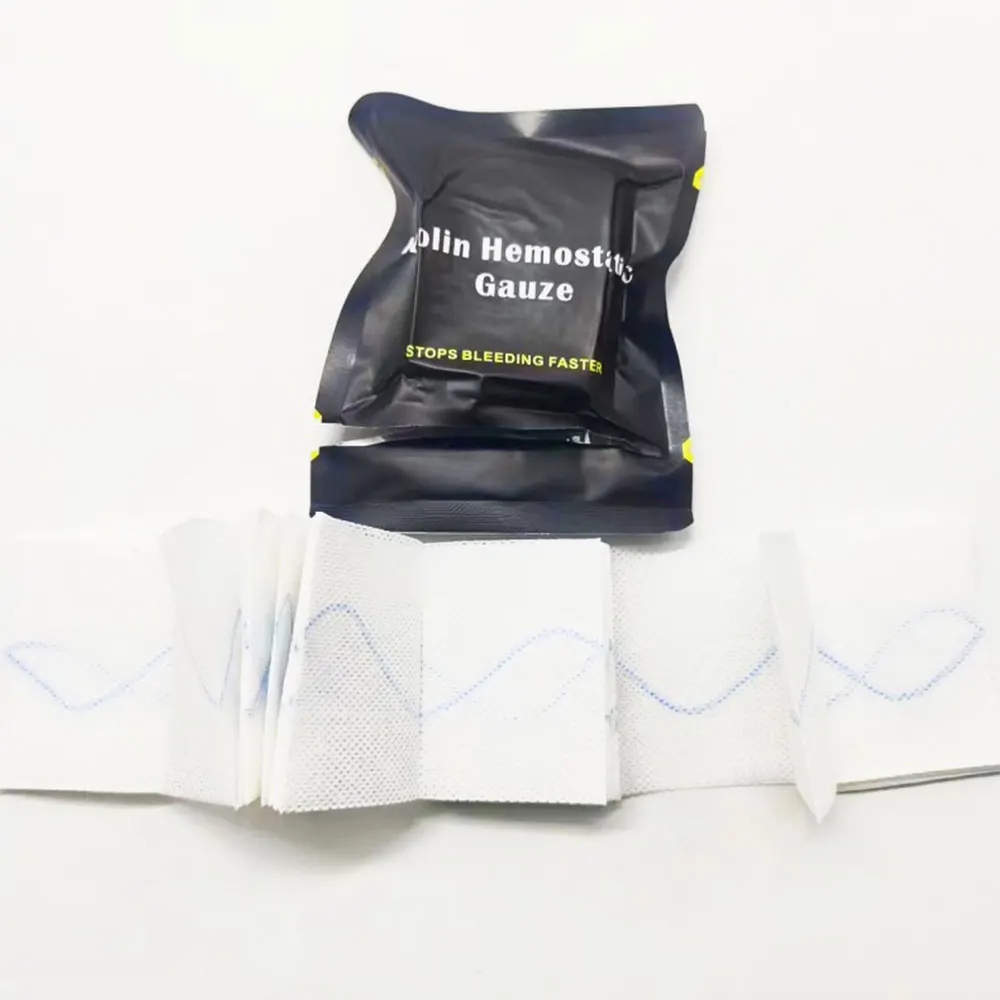 4-10pcs Hemostatic Kaolin Gauze Combat Emergency Trauma  Soluble for Tactical Military First Aid Kit Medical Wound Dressing - hover