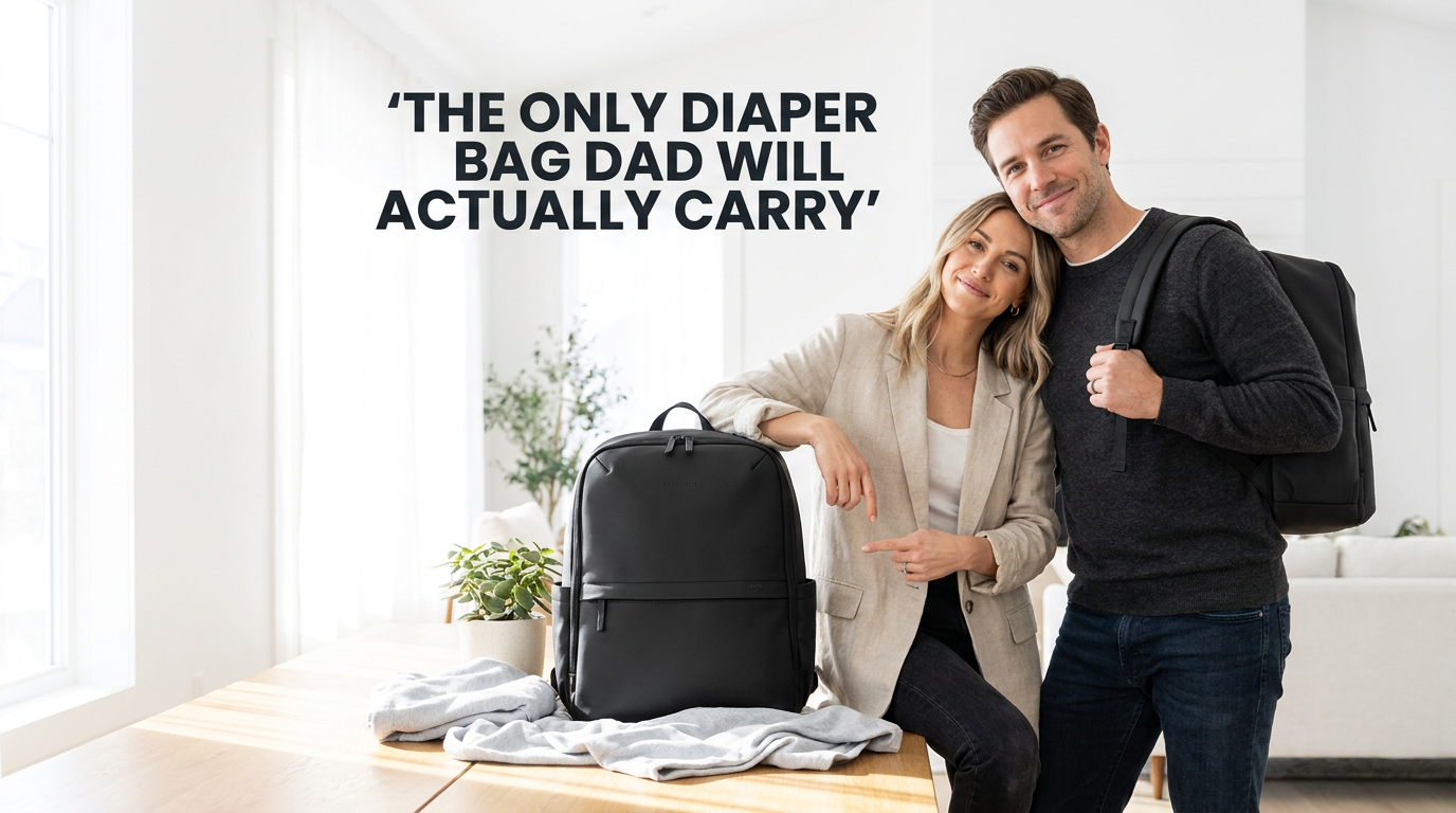 The Only Diaper Bag Dad Will Actually Carry — Ruvalino minimalist black backpack for dads and moms