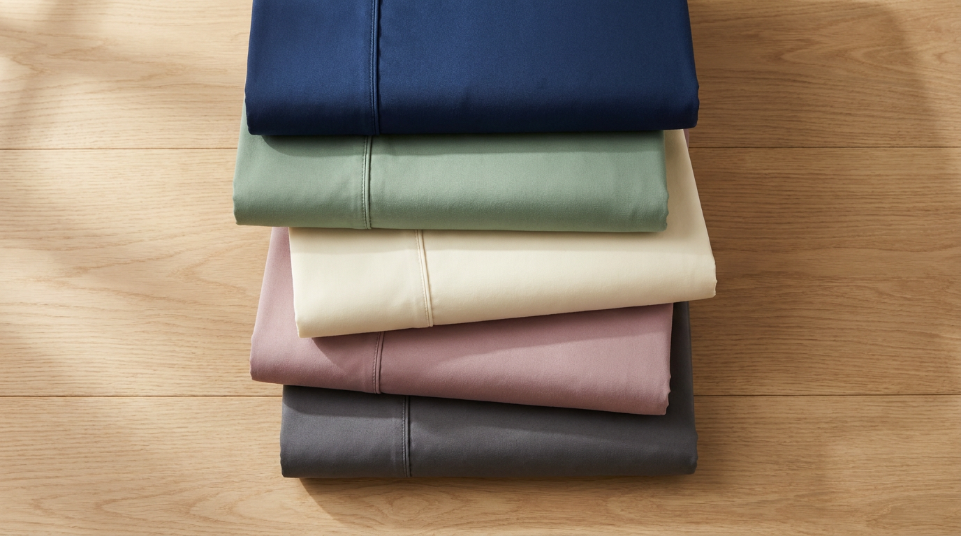 LuxClub double-brushed microfiber sheet sets in multiple colors navy sage ivory mauve charcoal stacked flat lay showing vibrant fade-resistant colors