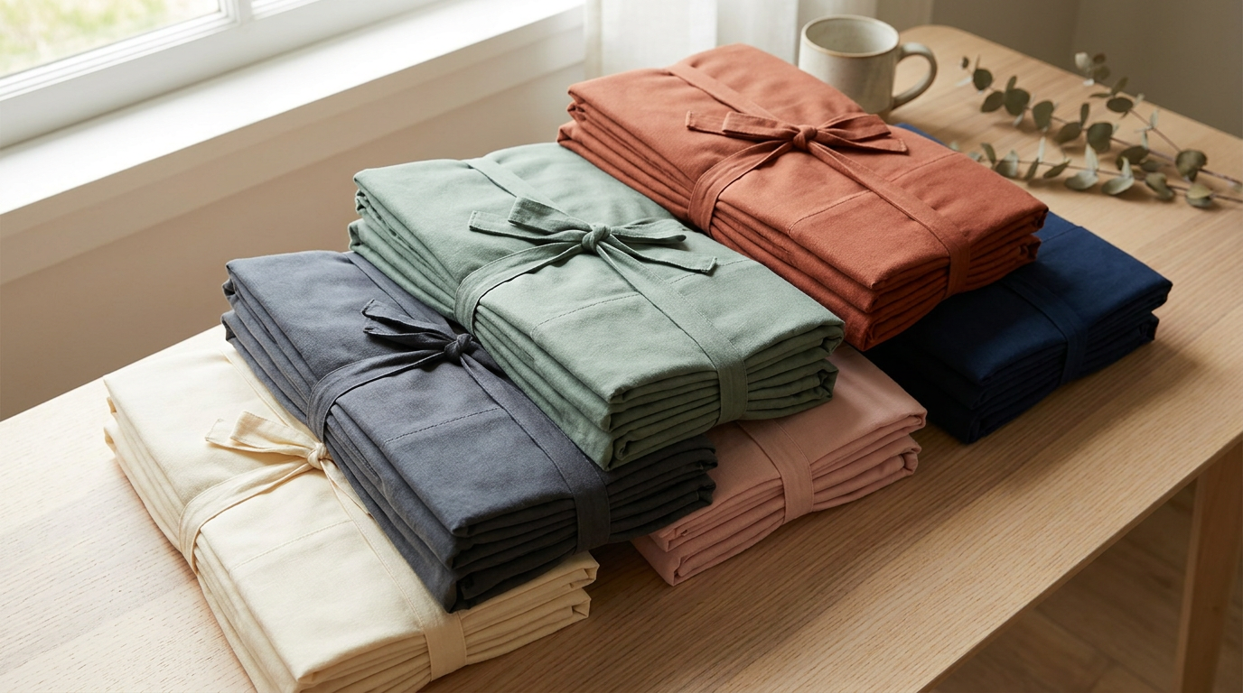 LuxClub microfiber sheet sets in multiple colors ivory slate sage terracotta blush navy showing vibrant fade-resistant colors in natural daylight bedroom flat lay