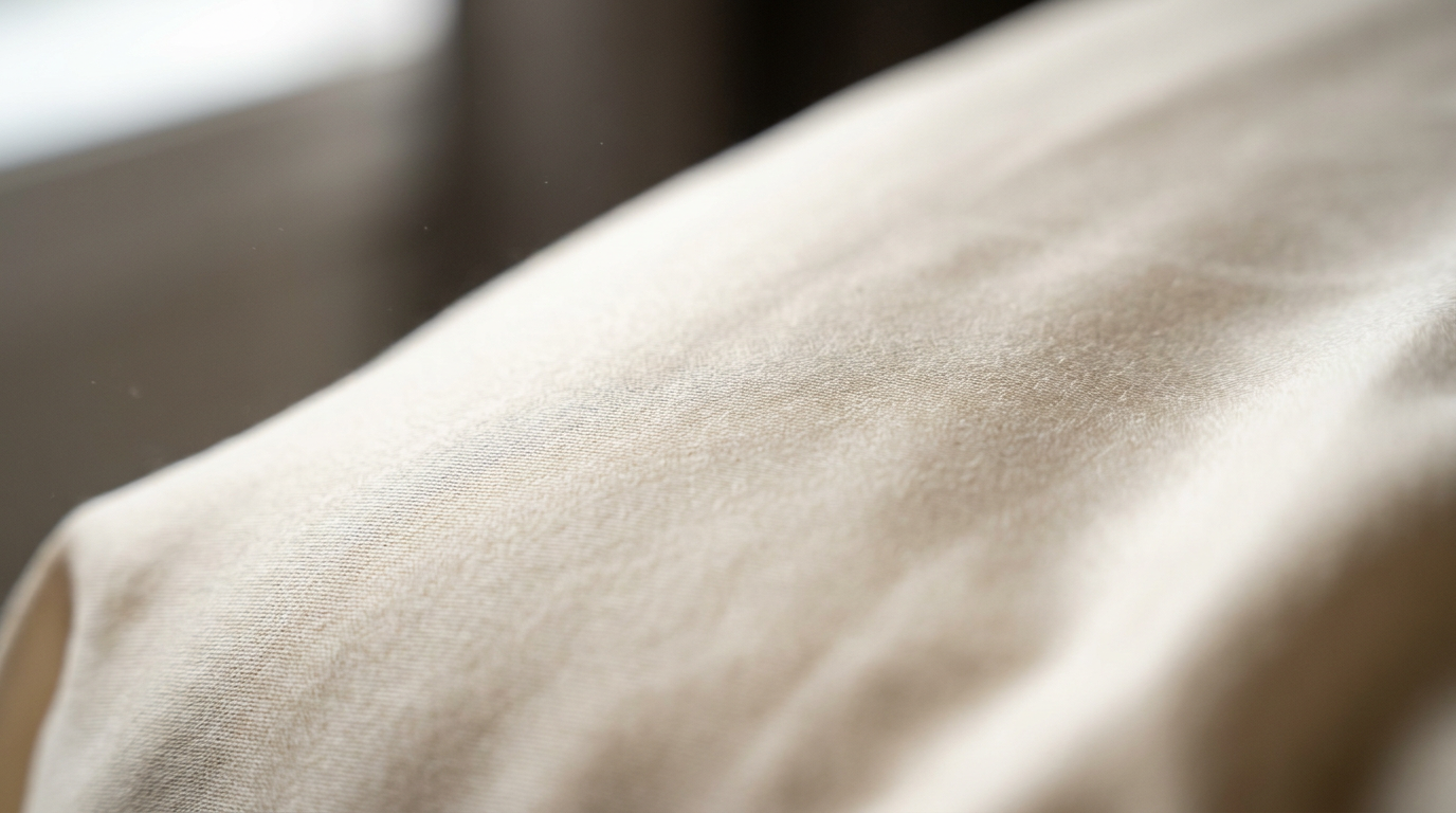 LuxClub double-brushed microfiber sheet close-up showing silky-smooth buttery-soft fine woven texture in natural morning light