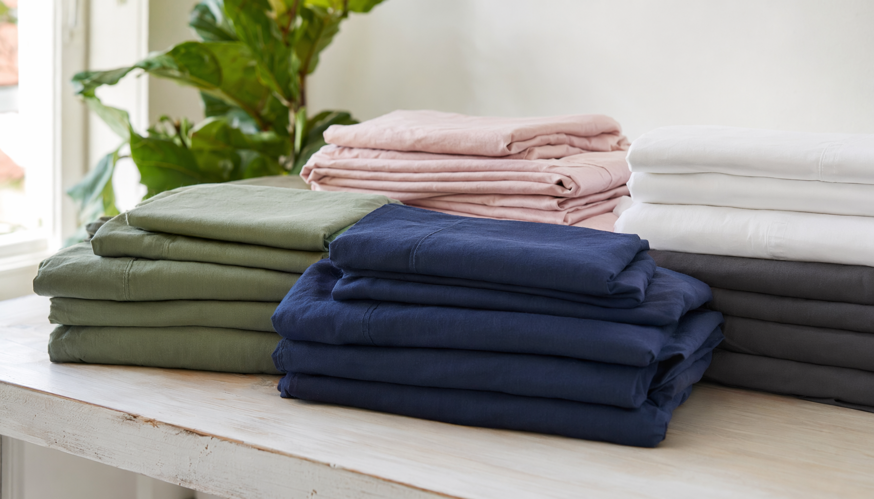 Best sheets for hot sleepers — LuxClub microfiber sheet sets in multiple colors showing fade-resistant vibrant hues after washing
